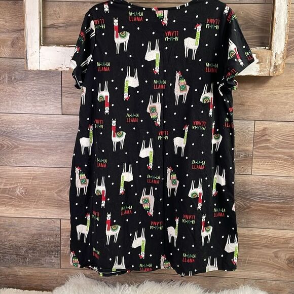 SECRET TREASURES Sleepwear Holiday FA LA LA LLama Nightshirt Size Large 14 / 18 - Picture 6 of 7